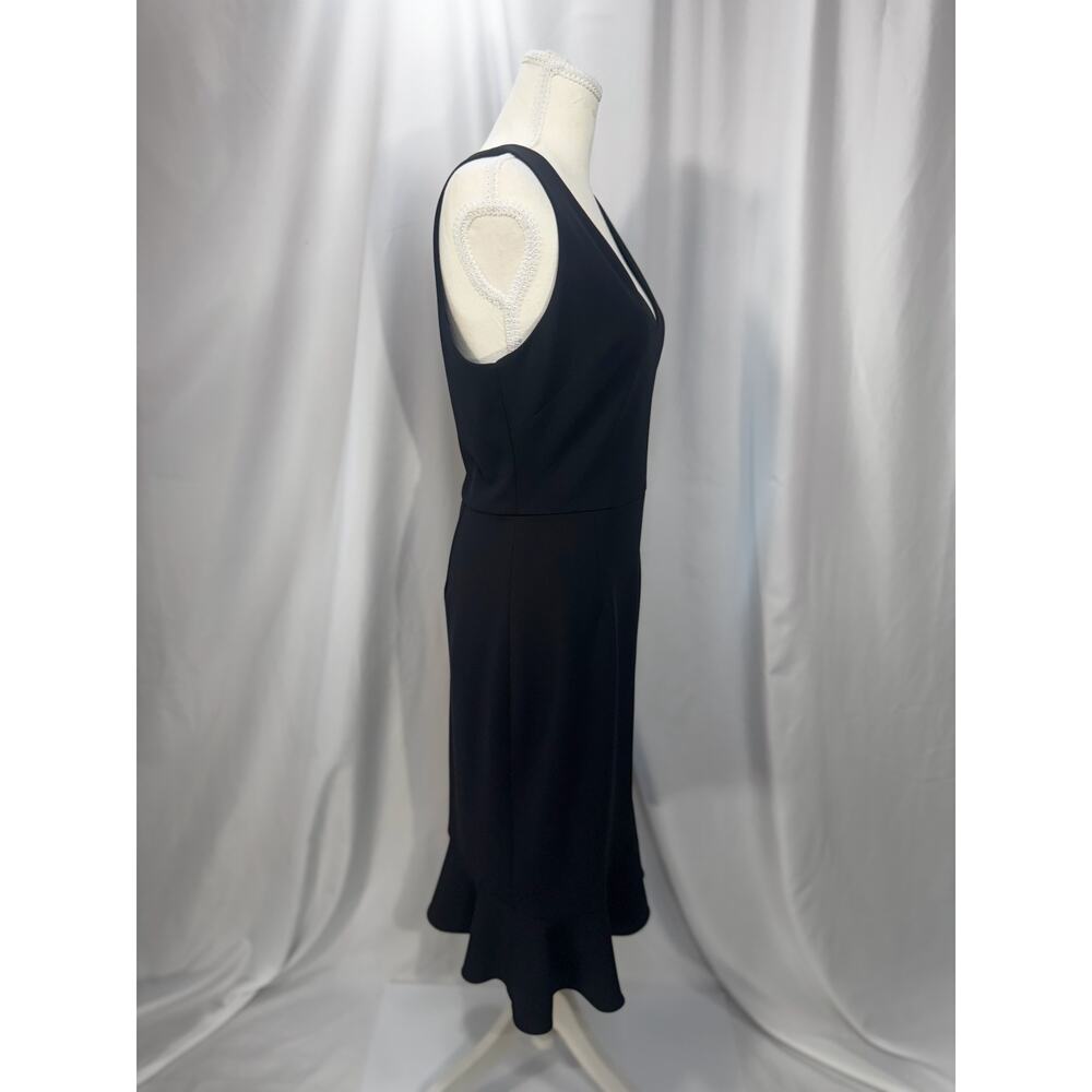 Betsey Johnson Black Scuba Crepe V-Neck Flounce Hem Midi Dress 6 Event Occasion - Picture 14 of 16